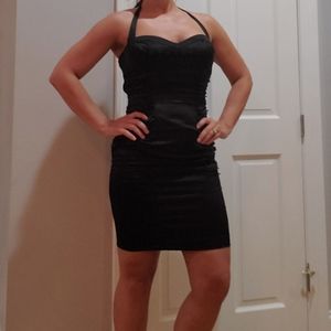 Betsey Johnson Black Halter Wiggle Dress